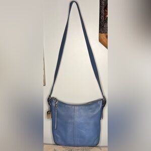 Vintage Coach Legacy crossbody bag in a baby blue leather